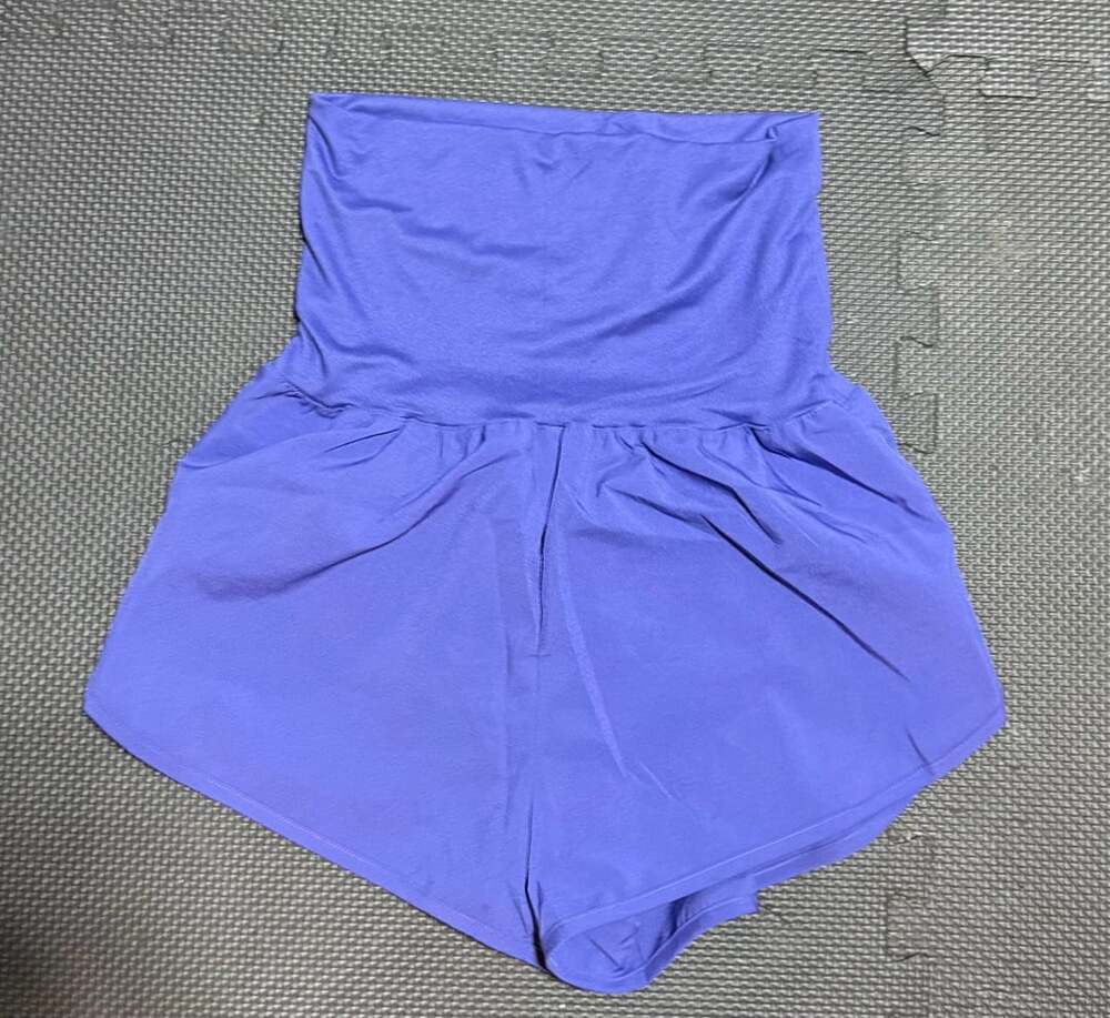Zenana High Waisted Shorts Size S blue Athletic Activewear